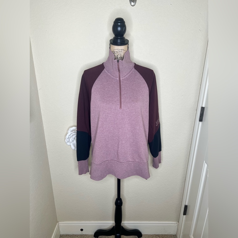 Nike Dri-Fit Just Do It Colorblock Purple Blend Half Zip Pullover Sz M